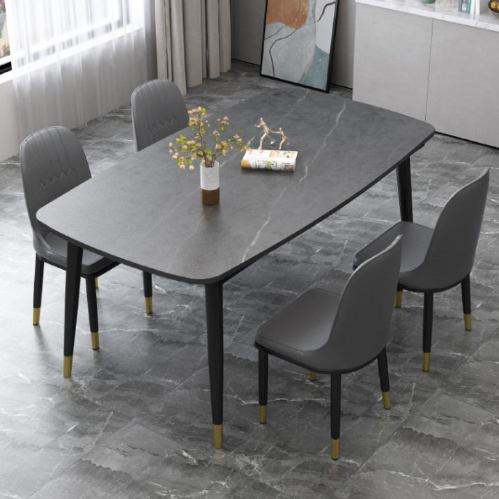 Traditionelle Luxus -Rechteck -Essstelle Tisch Stein Esszimmer Hausmöbel für Zuhause