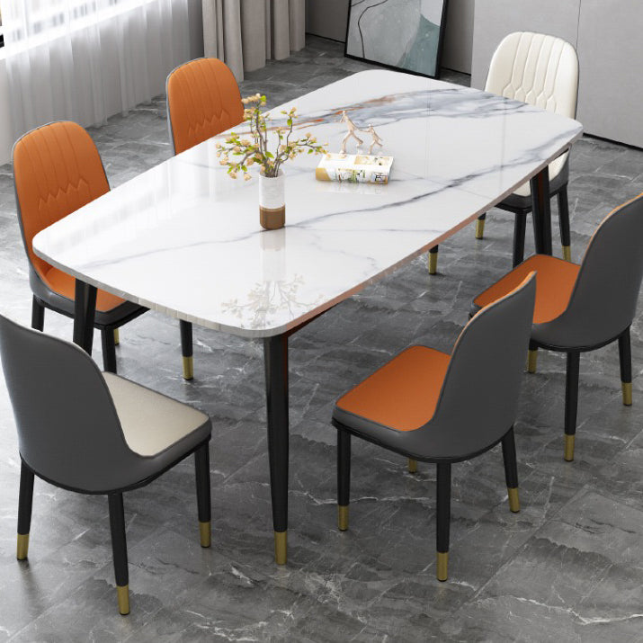 Traditionelle Luxus -Rechteck -Essstelle Tisch Stein Esszimmer Hausmöbel für Zuhause