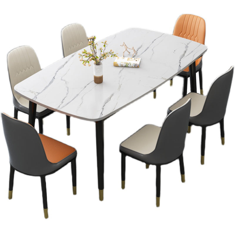 Traditionelle Luxus -Rechteck -Essstelle Tisch Stein Esszimmer Hausmöbel für Zuhause