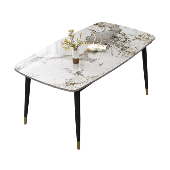 Traditionelle Luxus -Rechteck -Essstelle Tisch Stein Esszimmer Hausmöbel für Zuhause