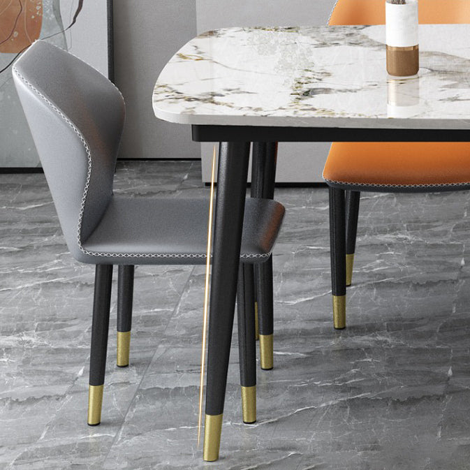 Traditionelle Luxus -Rechteck -Essstelle Tisch Stein Esszimmer Hausmöbel für Zuhause