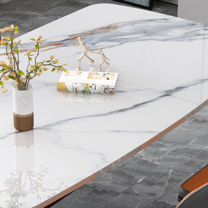 Traditionelle Luxus -Rechteck -Essstelle Tisch Stein Esszimmer Hausmöbel für Zuhause