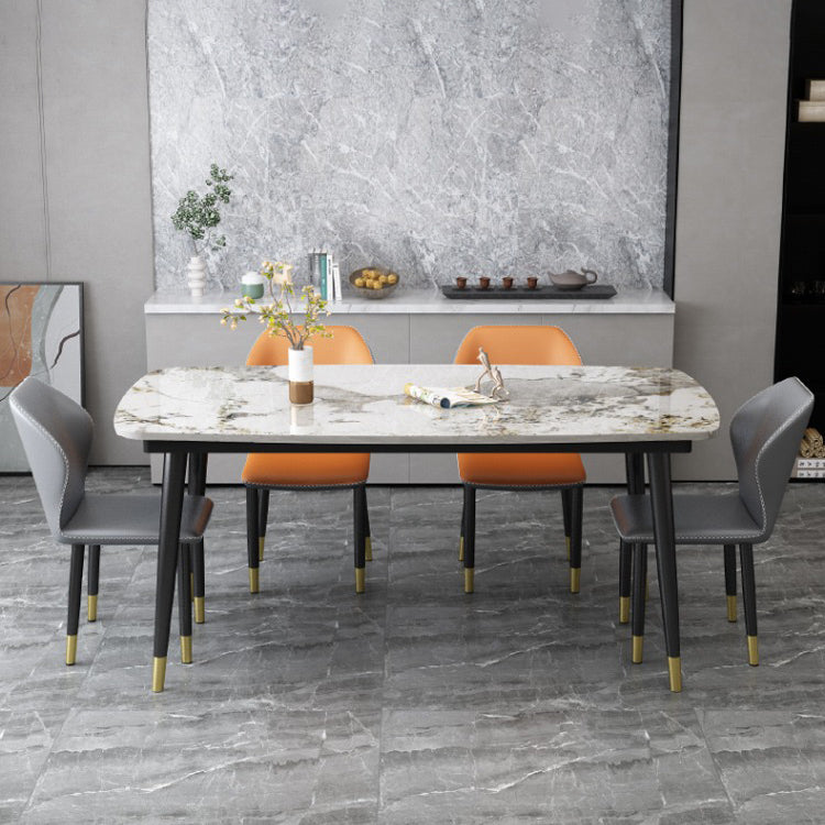 Traditionelle Luxus -Rechteck -Essstelle Tisch Stein Esszimmer Hausmöbel für Zuhause