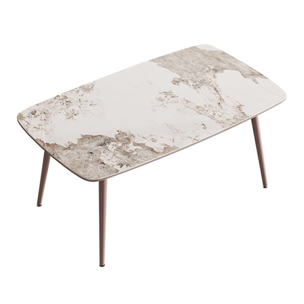 Metal Traditional Luxury Rectangle Dining Table Sintered Stone Top Table with 4 Legs