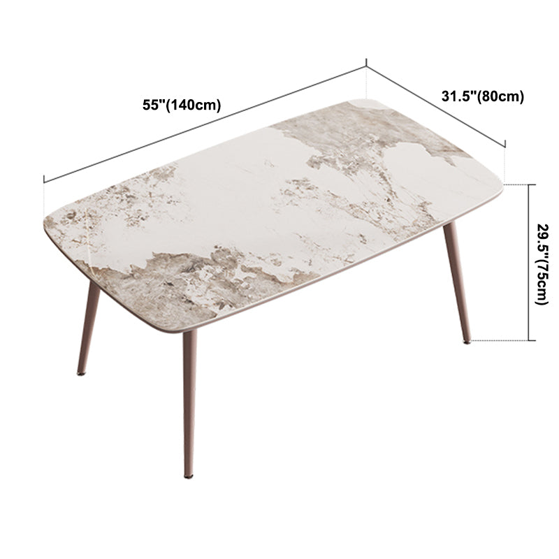 Metal Traditional Luxury Rectangle Dining Table Sintered Stone Top Table with 4 Legs