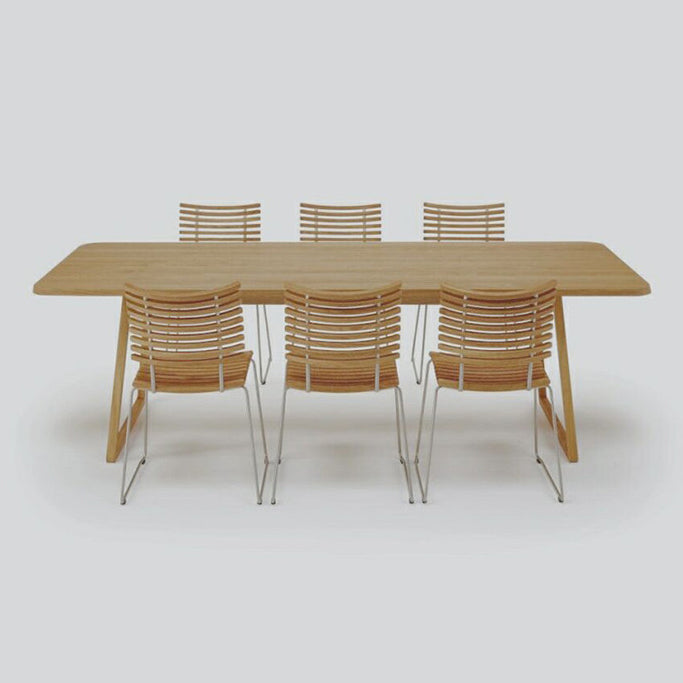 Rectangle Shape Industrial Dining Table Wood Color Fixed Table with Solid Wood