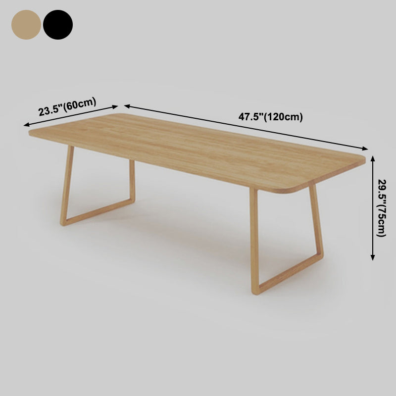Rectangle Shape Industrial Dining Table Wood Color Fixed Table with Solid Wood