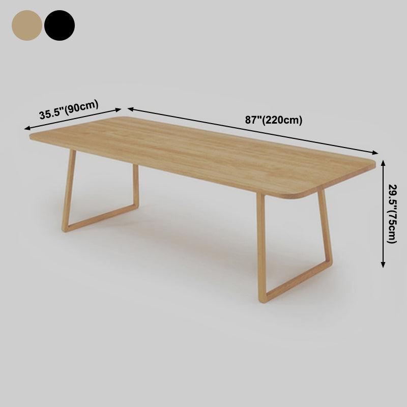 Rectangle Shape Industrial Dining Table Wood Color Fixed Table with Solid Wood