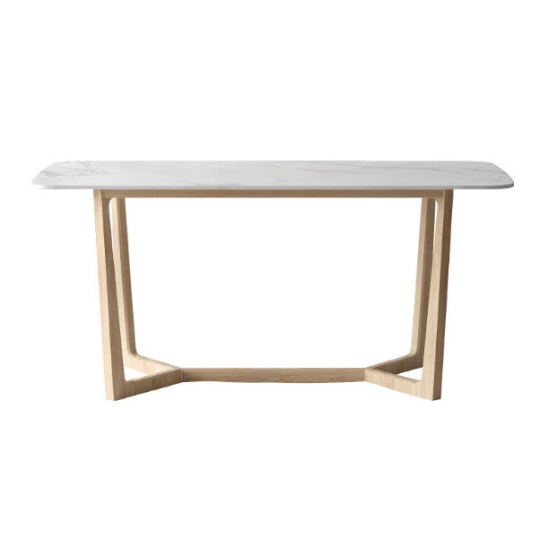 Simplicity Rectangle Dining Room Table Sintered Stone Table with Trestle Base