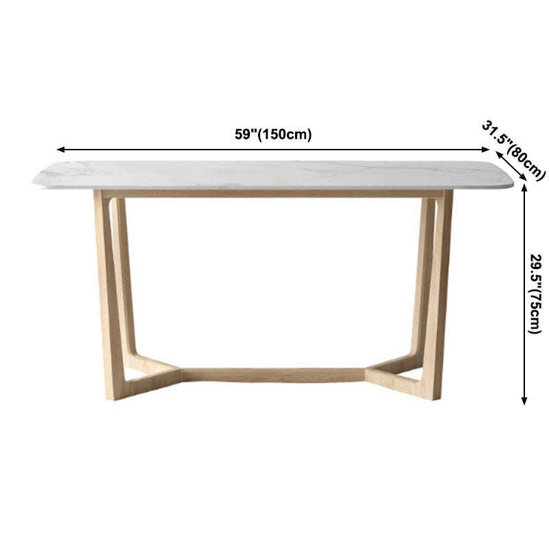 Simplicity Rectangle Dining Room Table Sintered Stone Table with Trestle Base