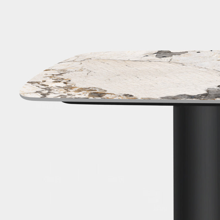 Table de salle à manger rectangulaire Simplicity Table en pierre frittée avec double piédestal
