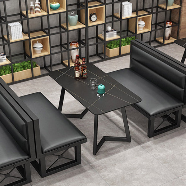 Industrial Sintered Stone Dining Table Black Table with Black Frame for Dining Room