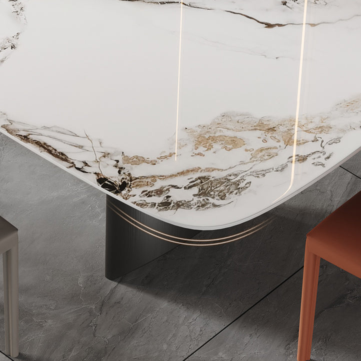 Sintered Stone Top Rechtecktisch für Restaurant Moderner Esstisch mit Doppelpodest