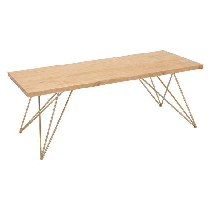 Traditional Luxury Rectangle Dining Room Table Pine Solid Wood Table with 4 Metal Legs