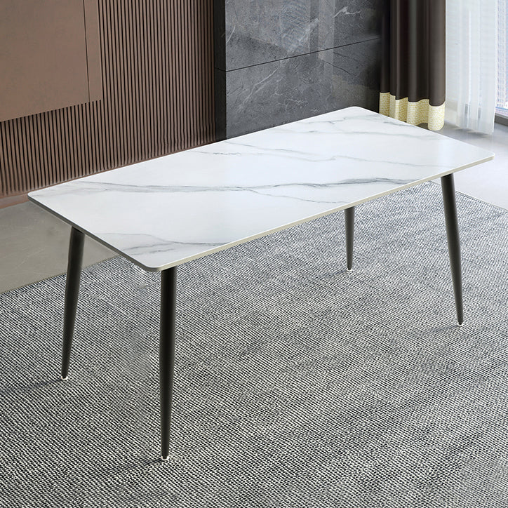 Industrial Style Sintered Stone Scratch Resistant Dining Table 4 Legs Base Table for Home