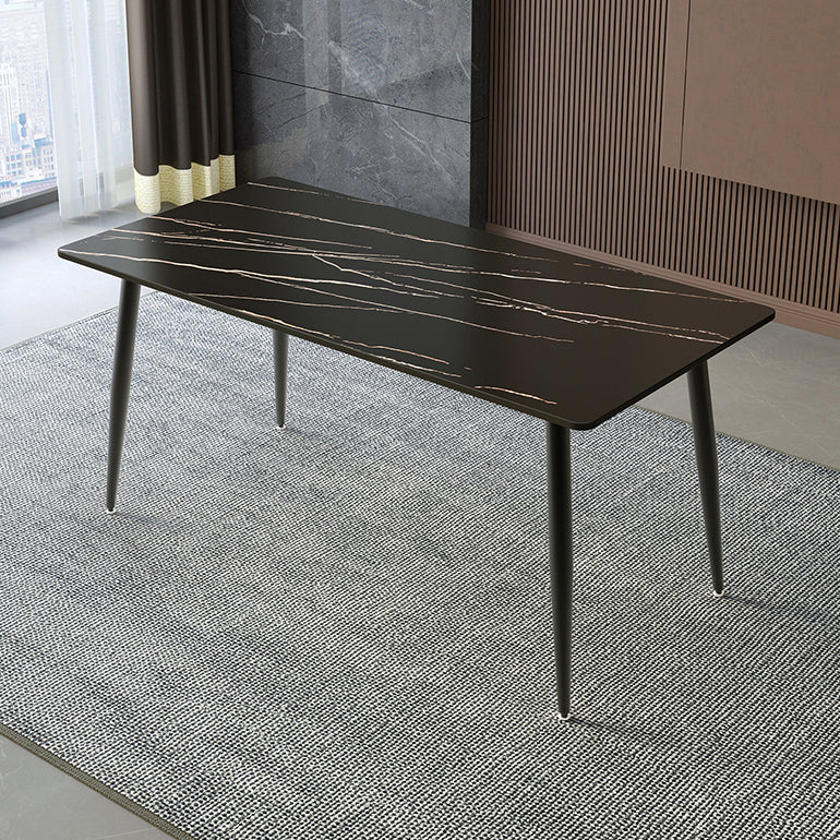 Industrial Style Sintered Stone Scratch Resistant Dining Table 4 Legs Base Table for Home