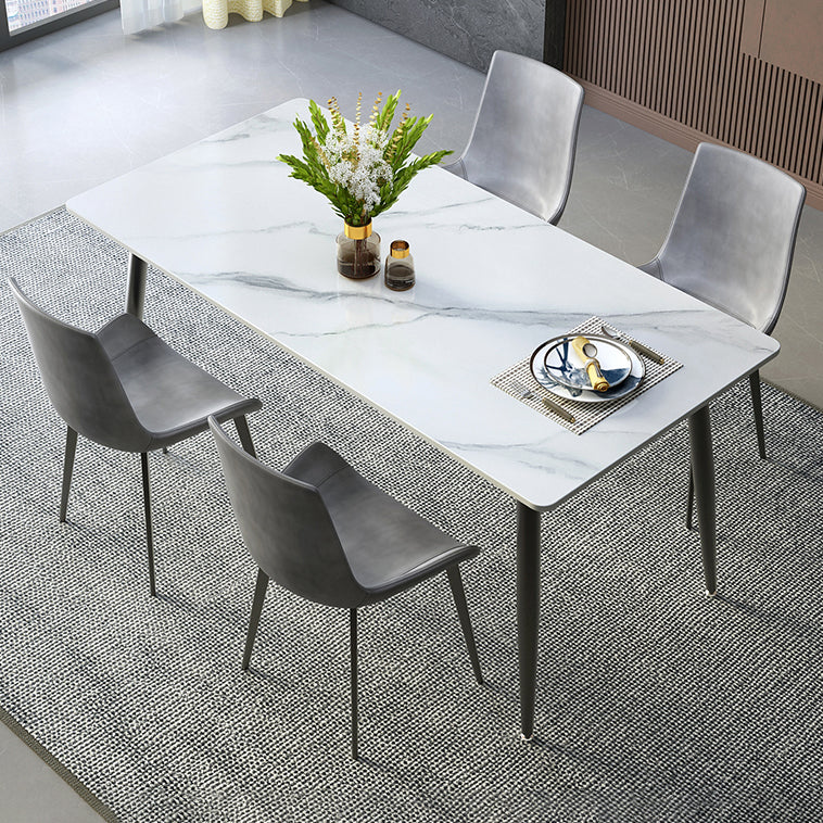 Industrial Style Sintered Stone Scratch Resistant Dining Table 4 Legs Base Table for Home