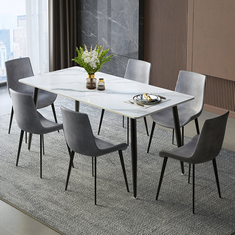 Industrial Style Sintered Stone Scratch Resistant Dining Table 4 Legs Base Table for Home