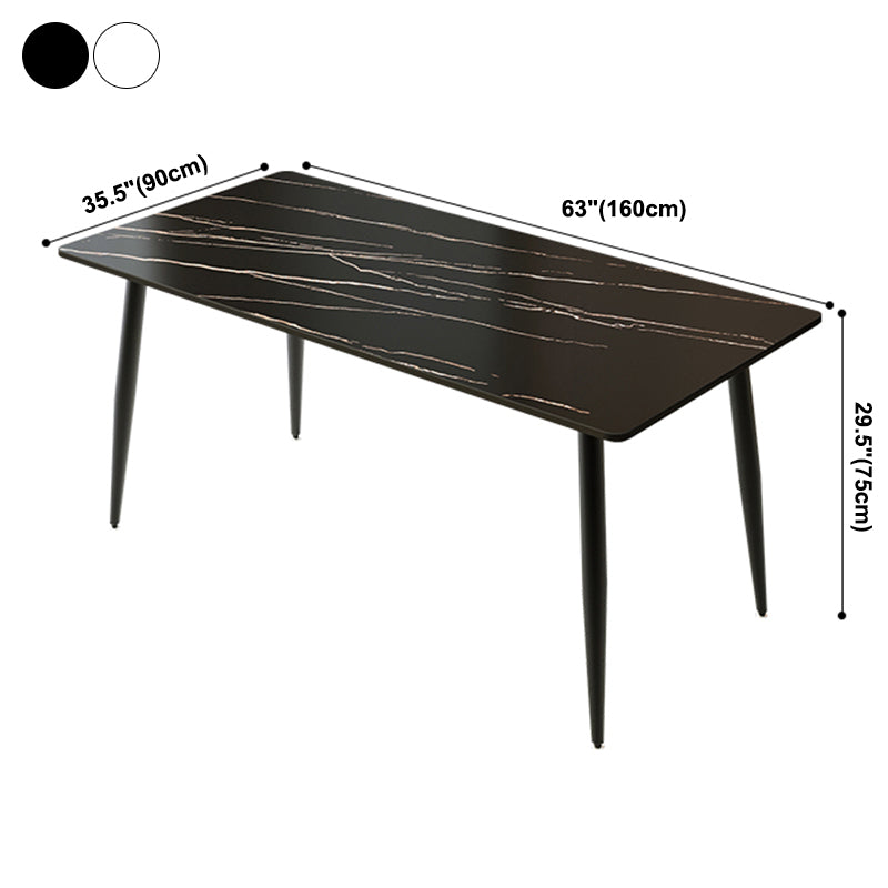 Industrial Style Sintered Stone Scratch Resistant Dining Table 4 Legs Base Table for Home