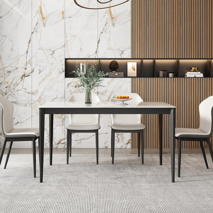 Sintered Stone Top Rectangle Table for Restaurant Modern Dining Table with Metal 4 Legs