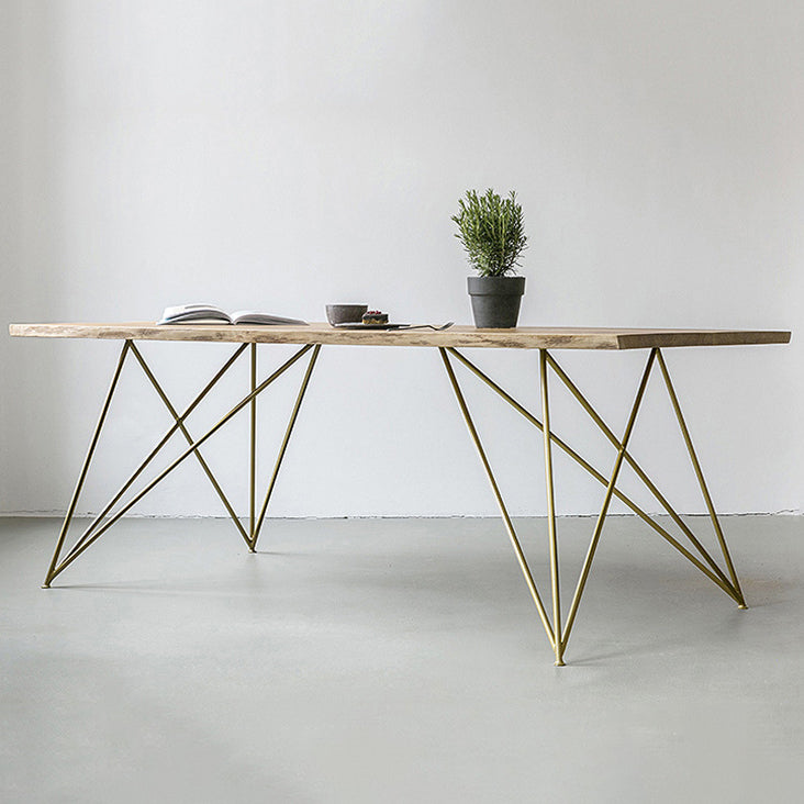 Table de salle à manger de luxe traditionnelle table en bois massif avec 4 jambes en métal