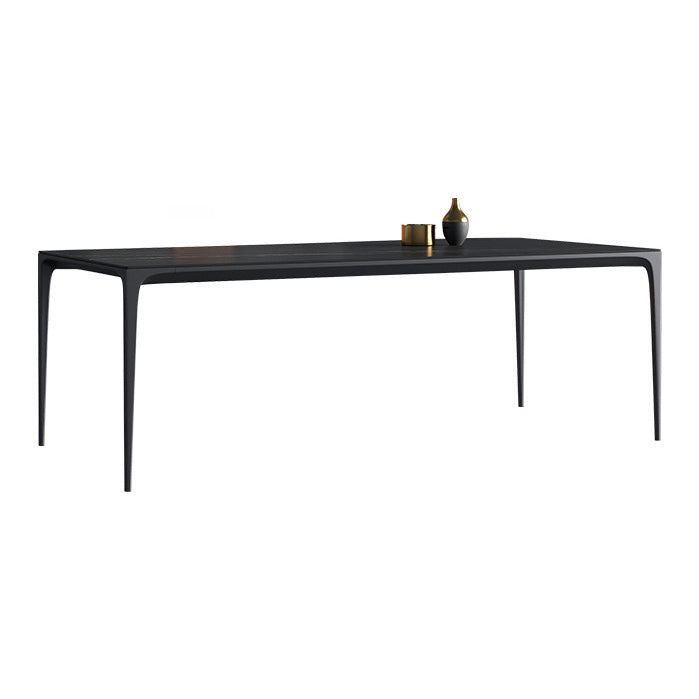 Simplicity Rectangle Dining Room Table Sintered Stone Table with 4 Black Legs