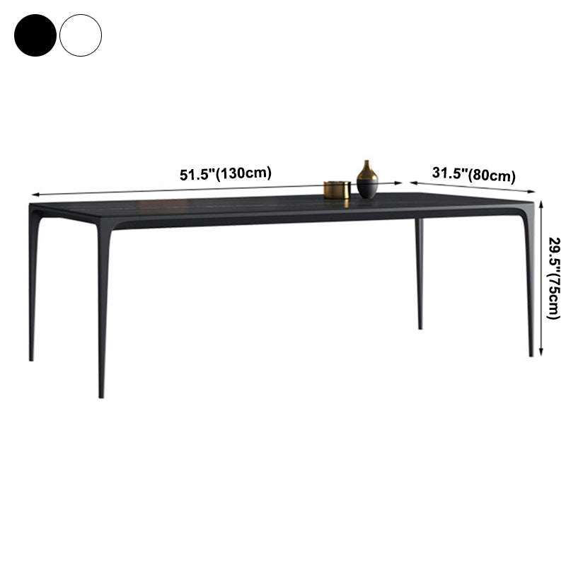 Simplicity Rectangle Dining Room Table Sintered Stone Table with 4 Black Legs