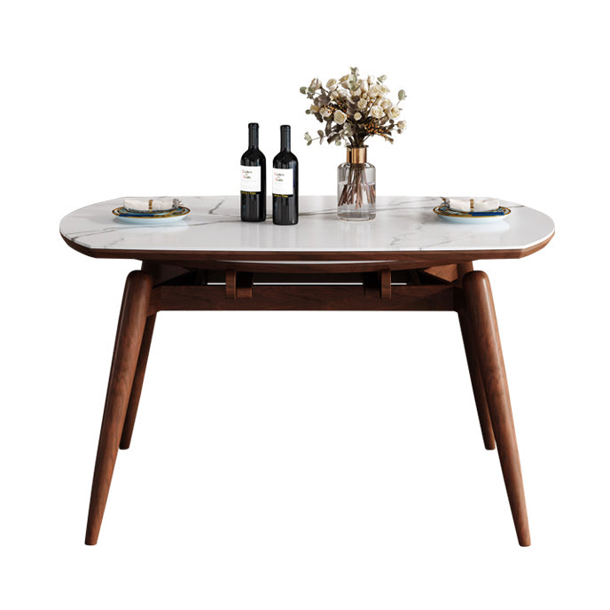 Table à manger ronde extensible table de pierre fritrée réglable moderne avec en bois 4 jambes