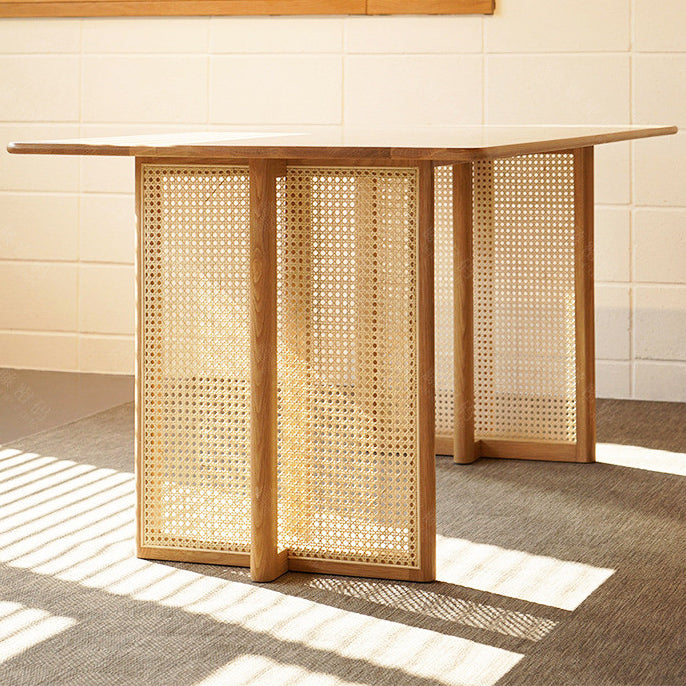 Eigentijdse kaki rechthoekige eettafel massief houten standaard eettafel voor keuken