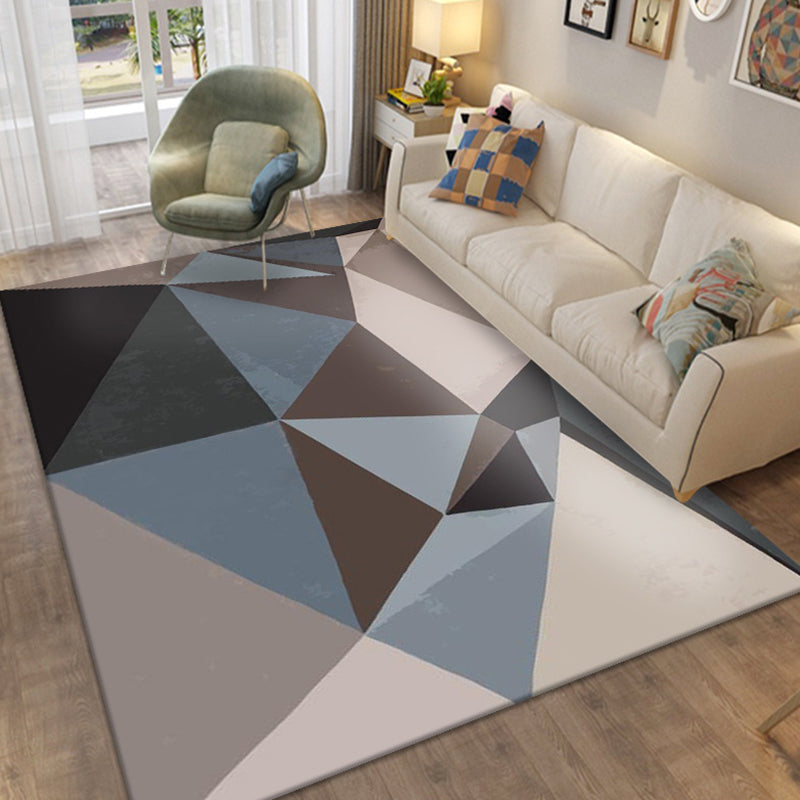 Brown Modern Indoor Rug Polyester Geometric Rug Non-Slip Backing Rug for Home Decoration