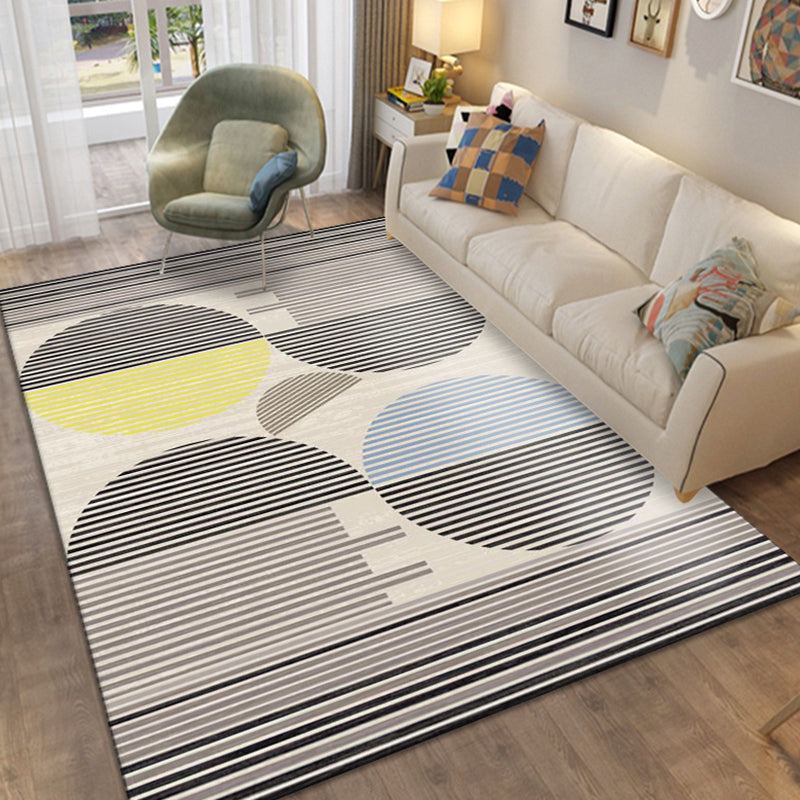 Brown Modern Indoor Rug Polyester Geometric Rug Non-Slip Backing Rug for Home Decoration