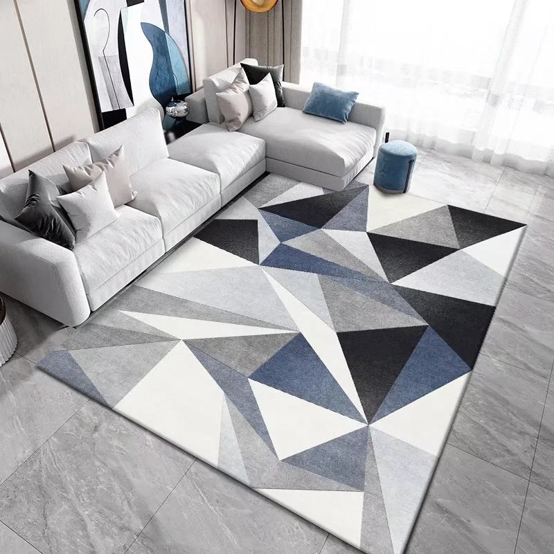 Gold Modern Rug Polyester Geometry Rug Washable Indoor Rug for Living Room