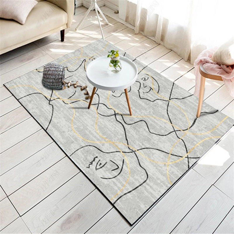 Brown Modern Carpet Polyester Color Block Carpet Washable Carpet for Living Room