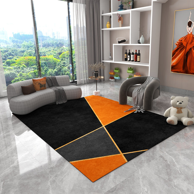 Orange Modern Area Carpet Geometric Pattern Polyester Area Rug Stain Resistant Rug for Home Decor