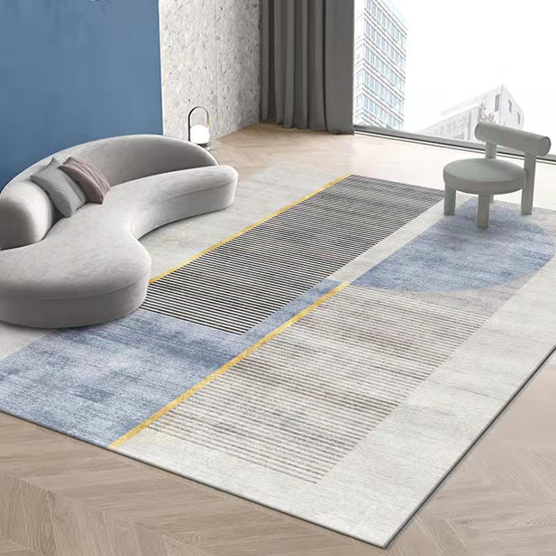 Minimalist Geometry Pattern Rug Polyester Area Carpet Non-Slip Backing Indoor Rug for Living Room