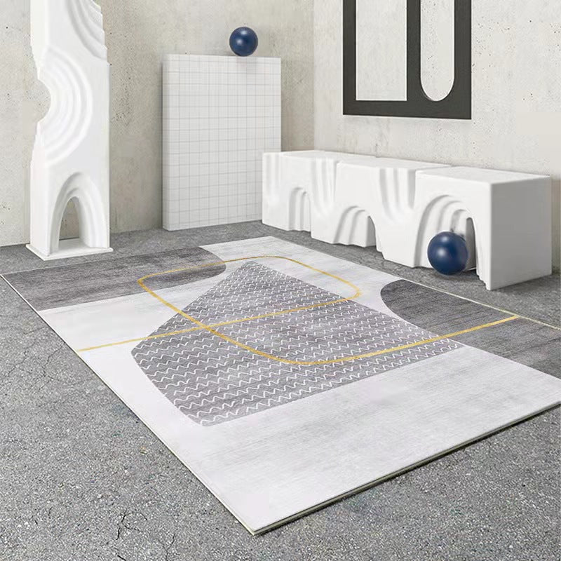 Minimalist Geometry Pattern Rug Polyester Area Carpet Non-Slip Backing Indoor Rug for Living Room