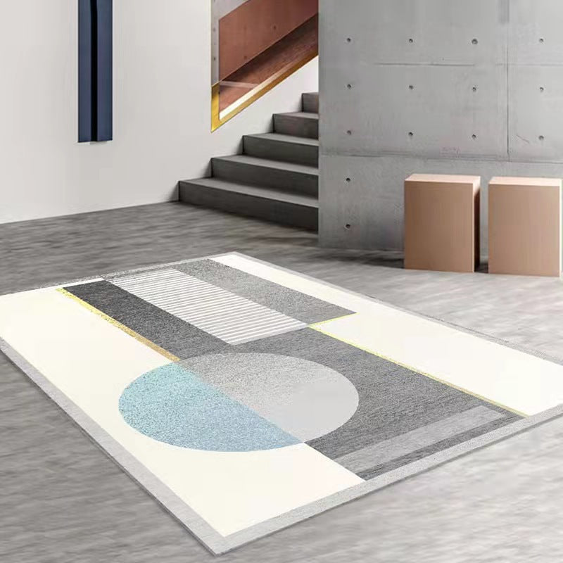 Minimalist Geometry Pattern Rug Polyester Area Carpet Non-Slip Backing Indoor Rug for Living Room