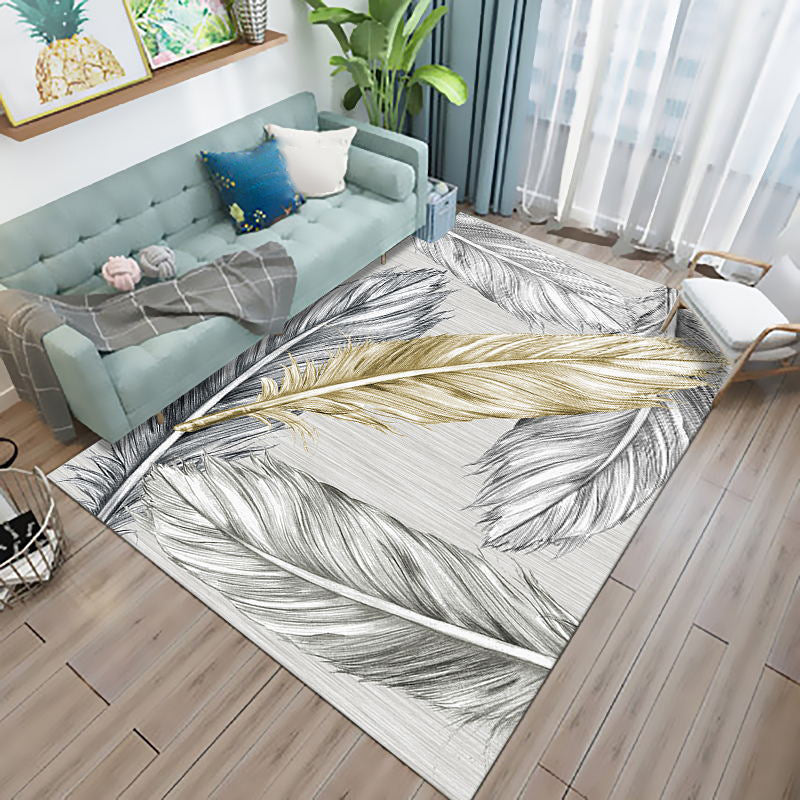 Minimalist Geometry Pattern Rug Polyester Area Carpet Non-Slip Backing Indoor Rug for Living Room