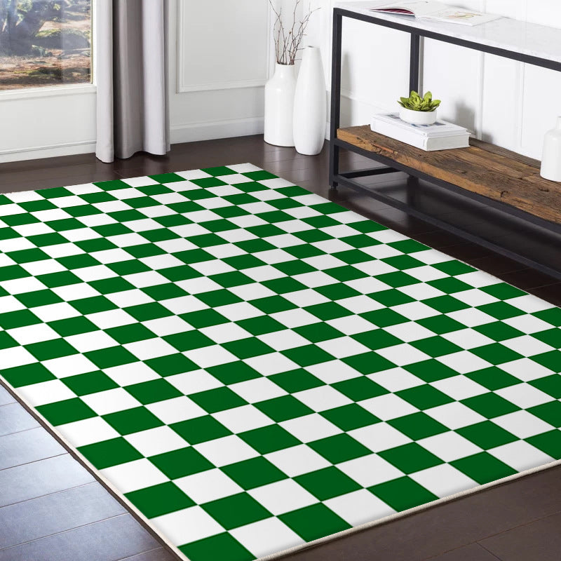 Trendy Tartan Pattern Carpet Polyester Indoor Rug Pet Friendly Area Rug for Home Decoration