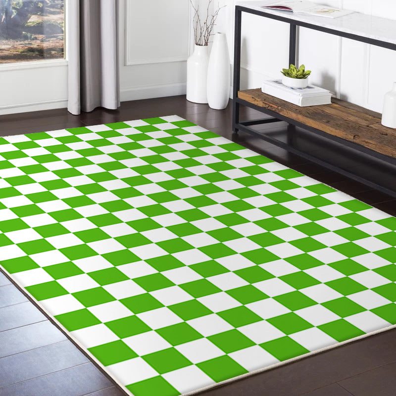 Trendy Tartan Pattern Carpet Polyester Indoor Rug Pet Friendly Area Rug for Home Decoration