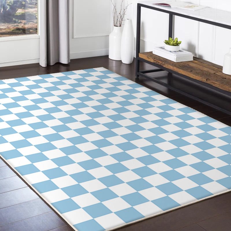 Trendy Tartan Pattern Carpet Polyester Indoor Rug Pet Friendly Area Rug for Home Decoration