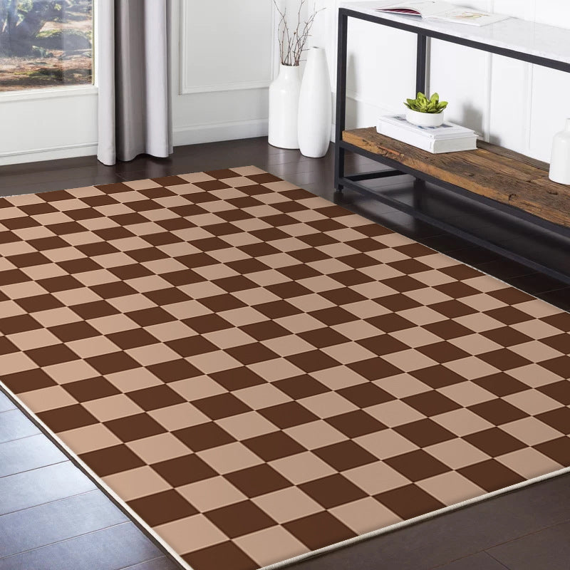 Trendy Tartan Pattern Carpet Polyester Indoor Rug Pet Friendly Area Rug for Home Decoration