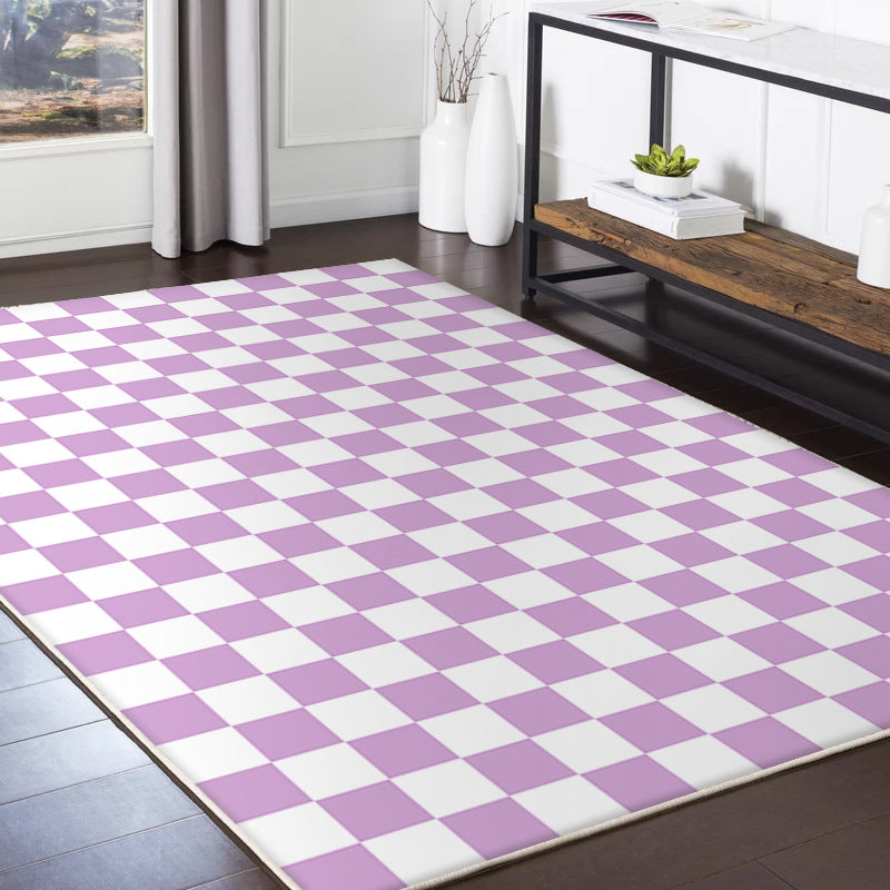 Trendy Tartan Pattern Carpet Polyester Indoor Rug Pet Friendly Area Rug for Home Decoration
