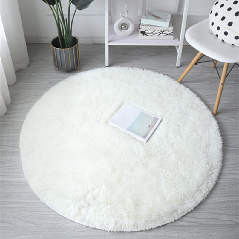 Round Solid Carpet Polyester Modern Indoor Rug Non-Slip Backing Shag Area Carpet for Living Room