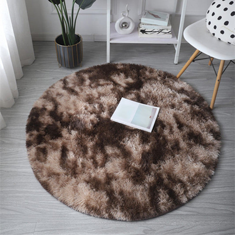 Round Solid Carpet Polyester Modern Indoor Rug Non-Slip Backing Shag Area Carpet for Living Room
