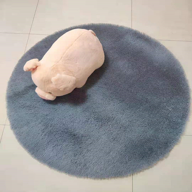 Round Solid Carpet Polyester Modern Indoor Rug Non-Slip Backing Shag Area Carpet for Living Room