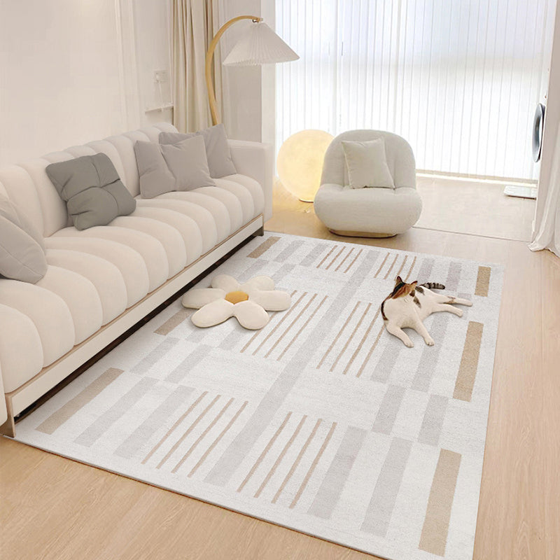 Light Striped Rug Blending Modern Indoor Rug Non-Slip Backing Rug for Living Room