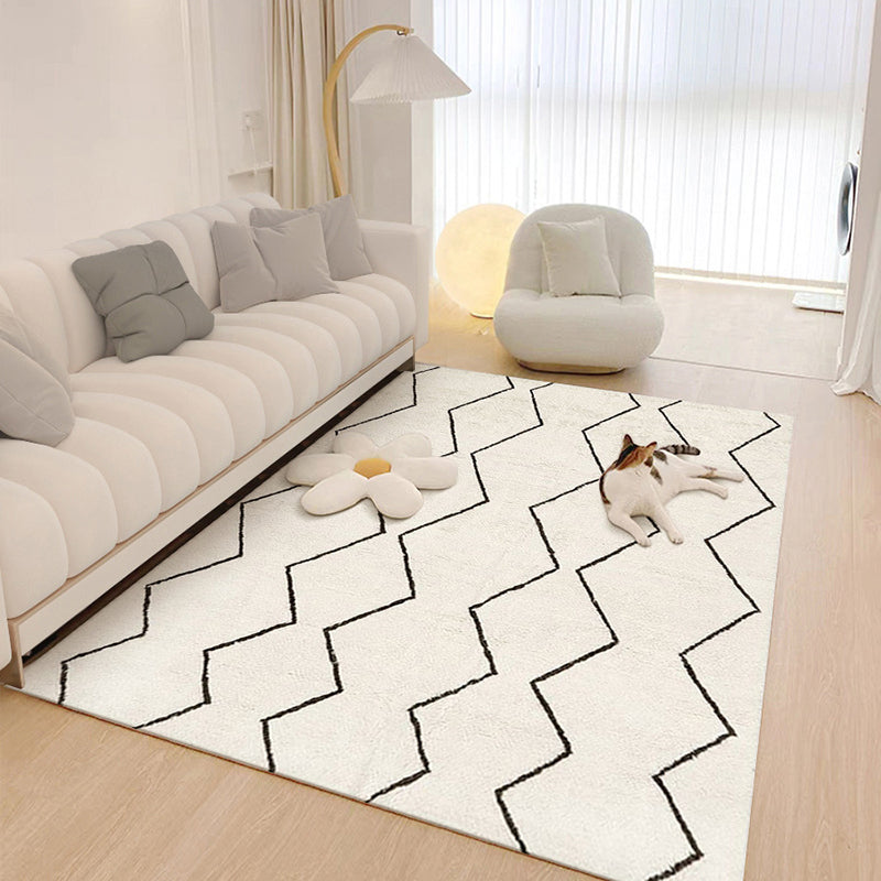 Light Striped Rug Blending Modern Indoor Rug Non-Slip Backing Rug for Living Room
