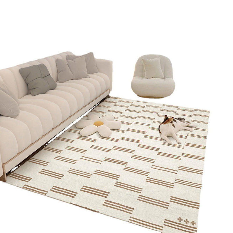 Light Striped Rug Blending Modern Indoor Rug Non-Slip Backing Rug for Living Room