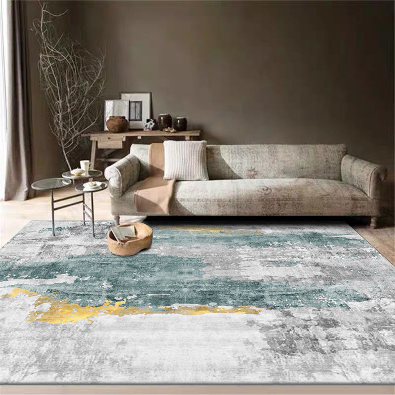 Distressed Graphic Print Rug Polyester Carpet Non-Slip Backing Indoor Rug for Living Room